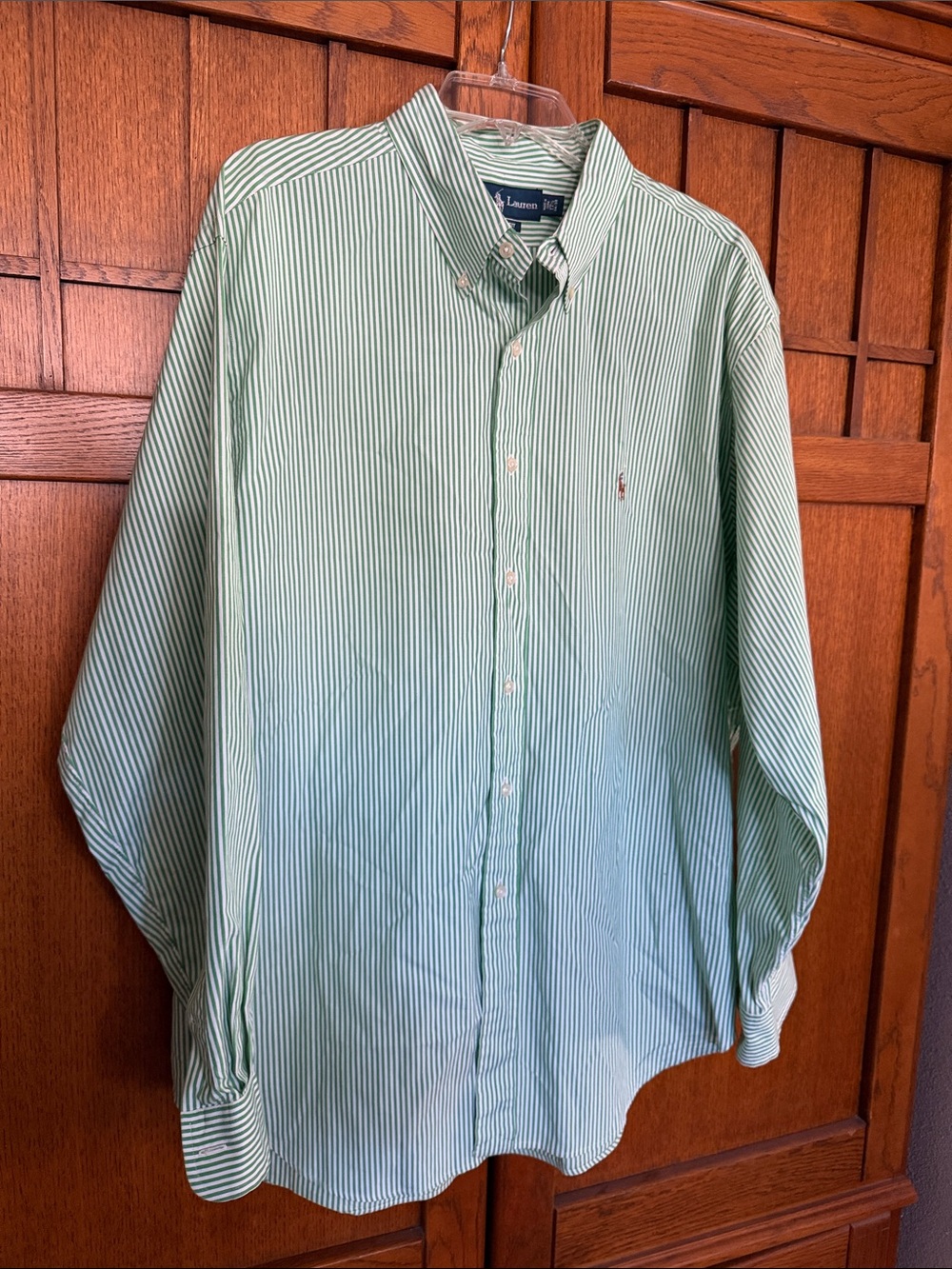 NWOT Ralph Lauren Green and White Striped Button-Down Shirt